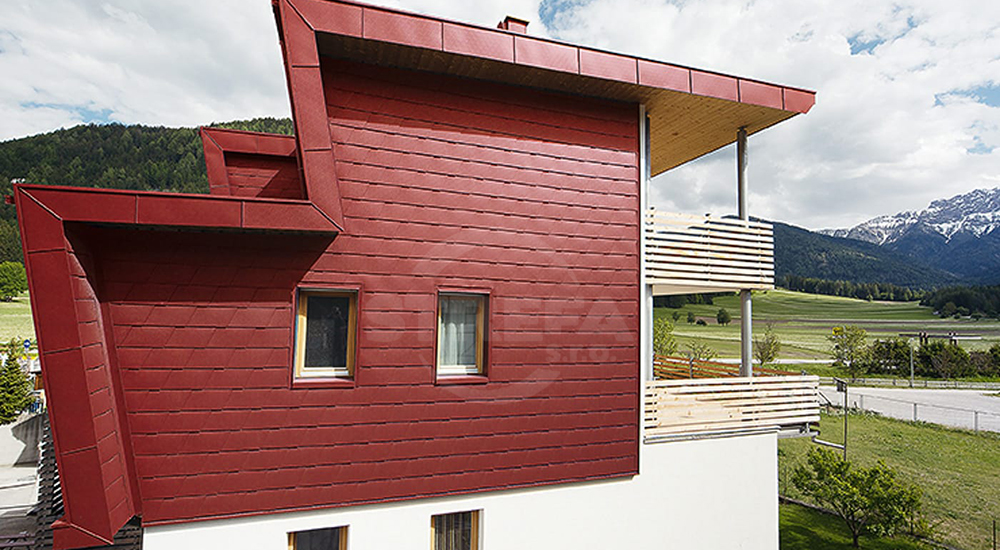 Teja de fachada, superficie stucco, Rojo oscuro P.10 Teja de fachada, superficie stucco, Rojo oscuro P.10