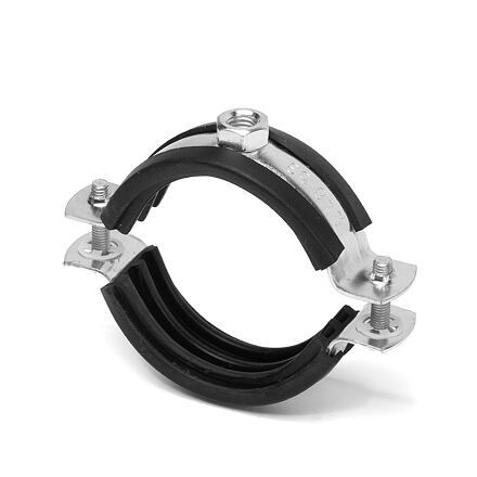 Abrazadera de dos tornillos M8, 60–64 2”, A4 con inserto de goma / paquete 1 ud