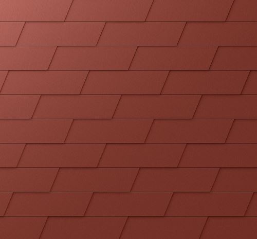 PREFA teja de fachada XL, superficie estuco, Rojo oscuro P.10 / paquete 1 m2