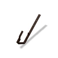 PREFA gancho de canalón de aluminio cuadrado recto, ancho 120 mm, Avellana P10 RAL 8019