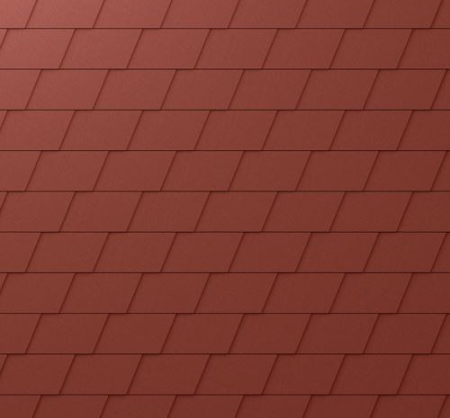 Teja asfáltica engatillada PREFA, acabado stucco, rojo oscuro P10 / paquete 10 m2