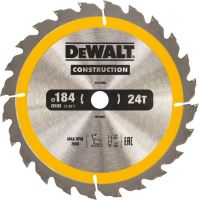 Disco de sierra DeWALT 184 x 16 mm, 24 dientes, corte longitudinal DT1939