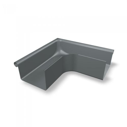PREFA esquina canalón rectangular exterior 90° aluminio, ancho 120 mm, Gris claro P10 RAL 7005