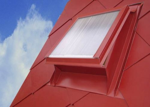 Lucernillo de aluminio para techo con macrolón, 600 x 600, rojo