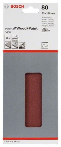 BOSCH Papel de lija (10 uds); 80 x 133 mm, 60 2608605279