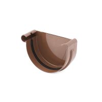 BRYZA Tapón de canalón IZQUIERDO plástico Ø 125 mm, Marrón RAL 8017