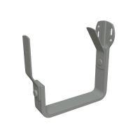 PREFA gancho de canalón de aluminio tipo cornisa/frontal, ancho 120 mm, Gris claro P10 RAL 7005