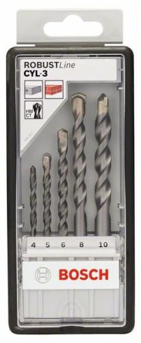 BOSCH Juego de 5 brocas para hormigón Robust Line CYL-3 4; 5; 6; 8; 10 mm 2607010524